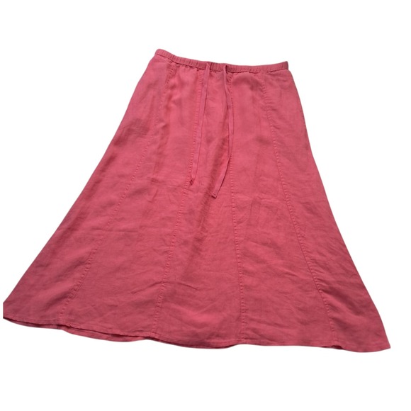 Talbots Dresses & Skirts - Talbots Linen Drawstring Midi‎ Skirt Women's Large Pink Pull On Pockets Vacation